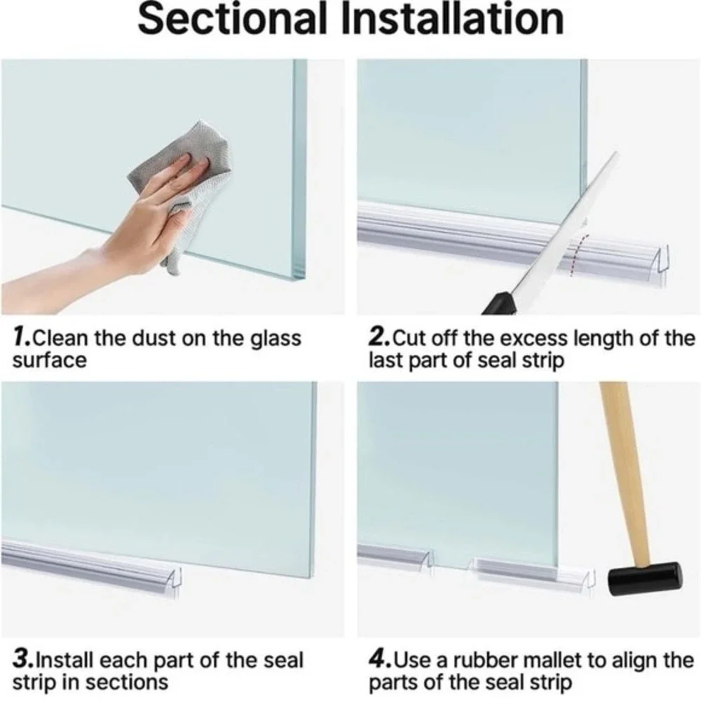 New AmazerBath Shower Door Bottom Seal 47.25 Inches (15.75 Inches * 3), 3 Sectio
